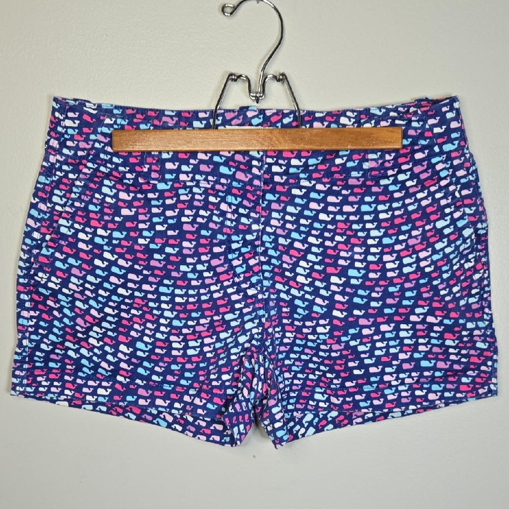 Vineyard Vines Women's Size 6 Navy Whale-Print Cotton Preppy Shorts